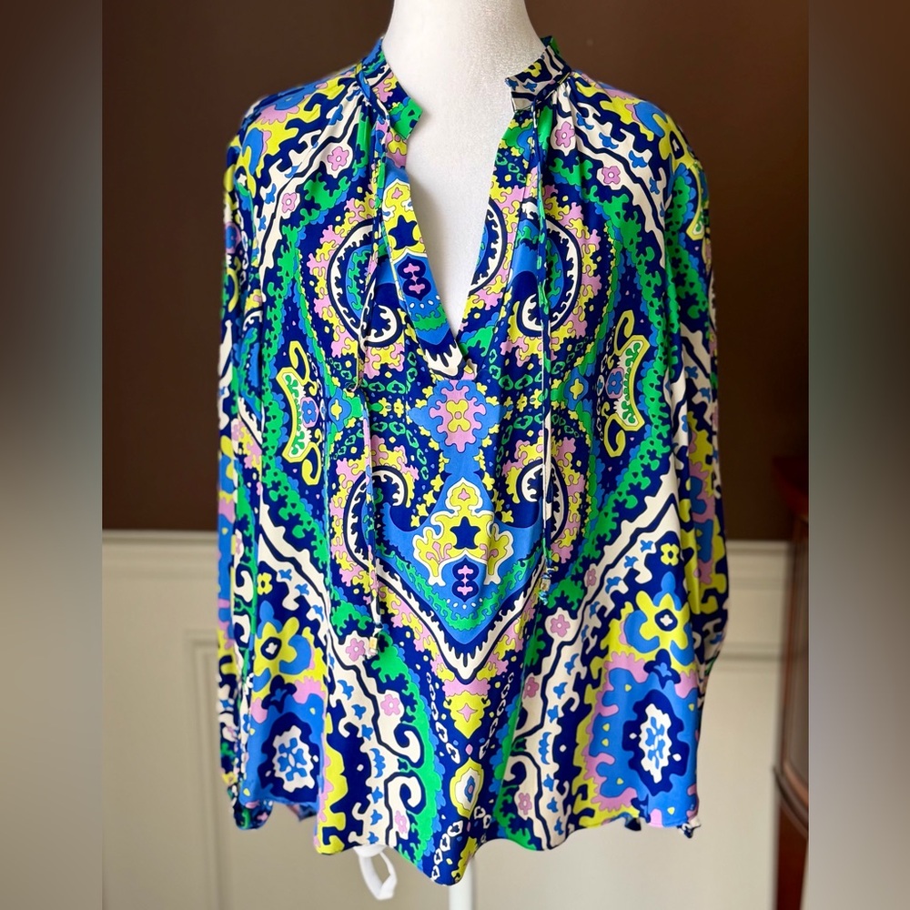 Alice & Trixie Women’s 100% Silk Blouse Multi- Color Size Medium